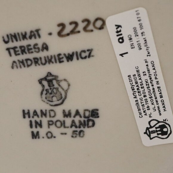 Polish Pottery Vase / Wine Chill w/ Saucer Floral #2220 Ceramika Artystyczna - Picture 5 of 8